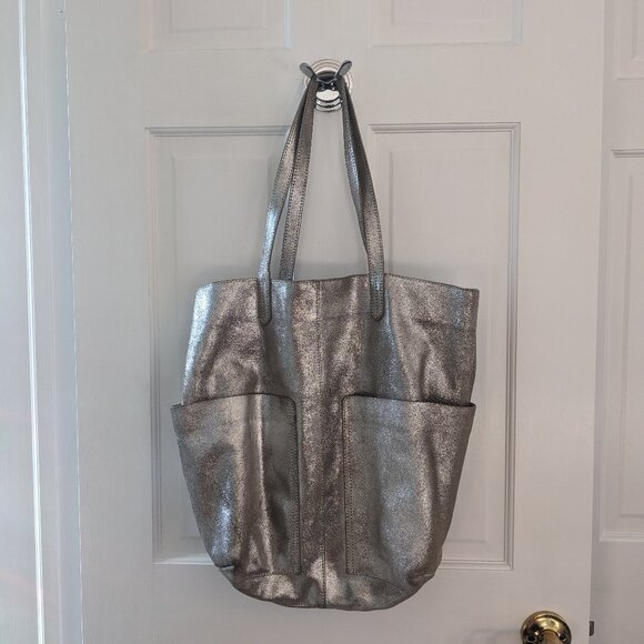 Silver suede shopper tote - Picture 1 of 1